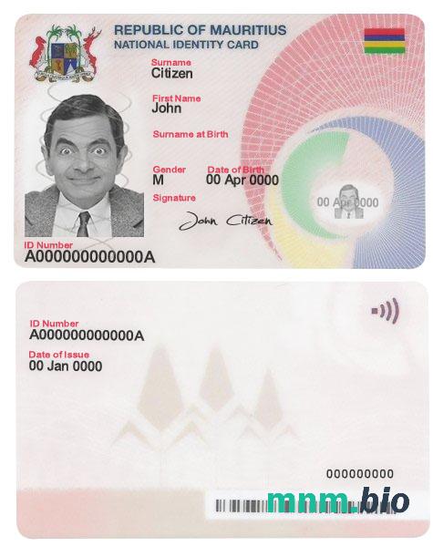 Szablon dowodu osobistego Mauritiusa w PSD, w pełni edytowalny